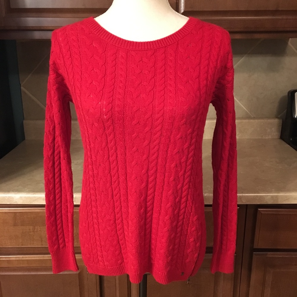 American Eagle Red Cable Knit Sweater